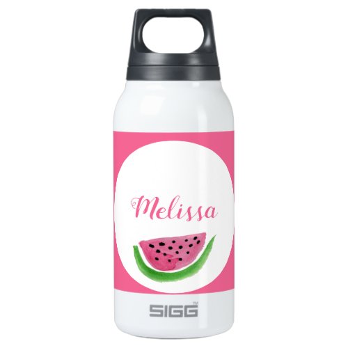 Pink watermelon customizable insulated water bottle