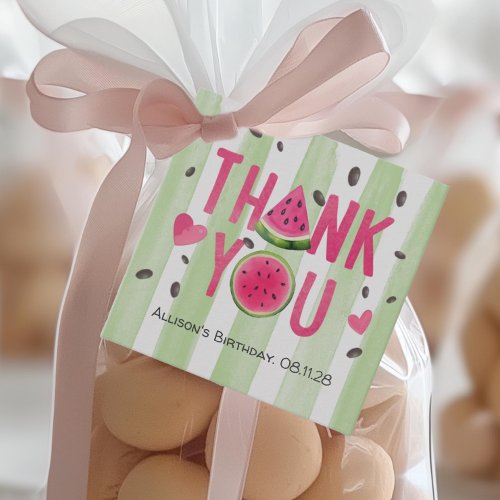 Pink Watermelon Cute Summer Birthday Thank You Favor Tags