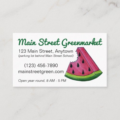 Pink Watermelon Fruit Melon Slice Food Market Business Card