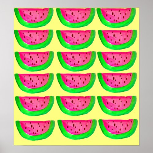 Pink watermelon fruit pop art poster