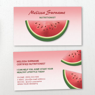 Pink Watermelon Fruit Slice Dietitian Nutritionist Business Card