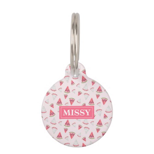 Pink Watermelon Fruit Slices Custom  Pet ID Tag