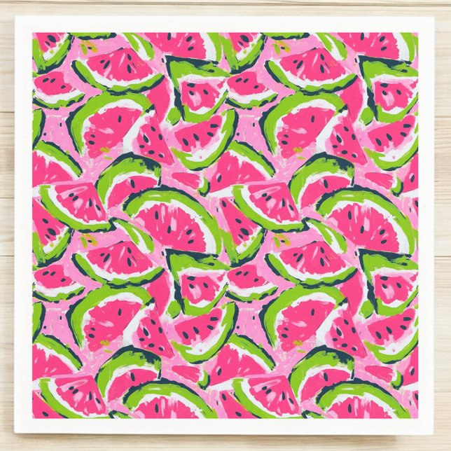 Pink Watermelon Fruit Slices Pattern Preppy Napkins (Creator Uploaded)
