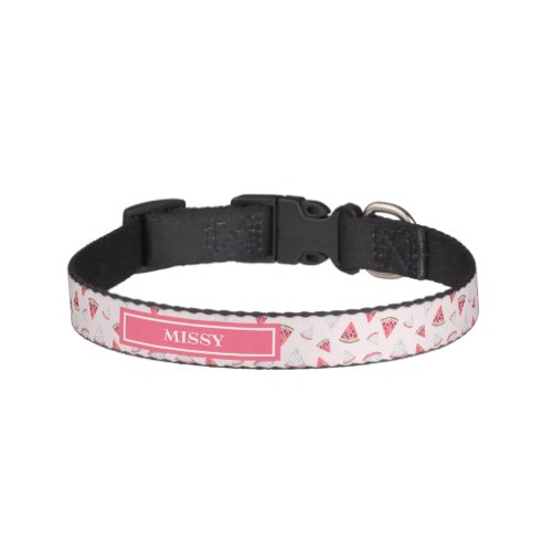 Pink Watermelon Fruit Slices Personalized Pet Collar