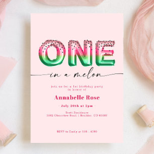 Pink Watermelon Girl First Birthday Invitation