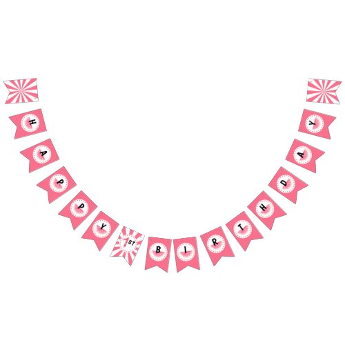 Pink watermelon happy birthday bunting banner