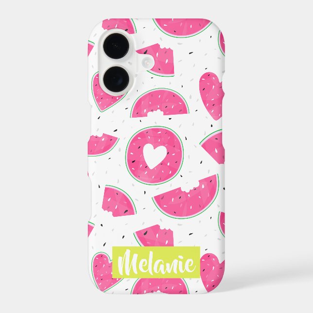 Pink Watermelon Heart Summer Pattern Personalized Iphone Case (Back)