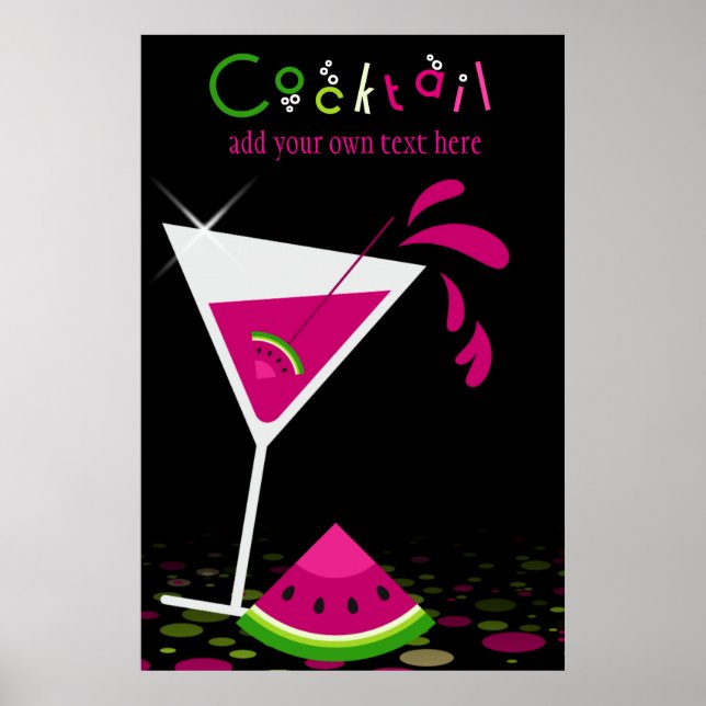 Pink Watermelon Martini Cocktail Party Poster (Front)