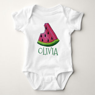 Pink Watermelon Melon Slice Personalized Fruit Baby Bodysuit