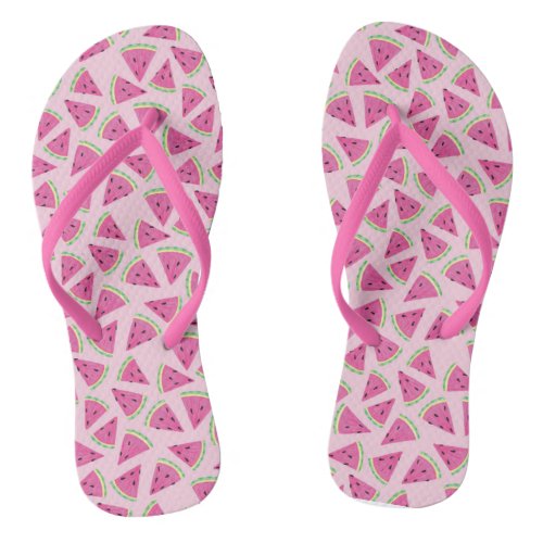 Pink Watermelon Pattern Flip Flops
