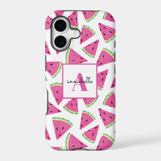 Pink Watermelon Pattern initial first name iPhone 17 Case