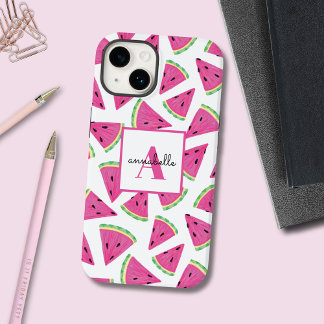 Pink Watermelon Pattern initial first name iPhone 17 Case