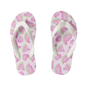Pink Watermelon Pattern Kids Summer Flip Flops