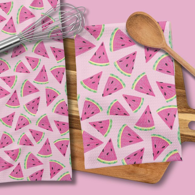 Pink watermelon pattern kitchen towel (PInk watermelon kitchen tea towel)