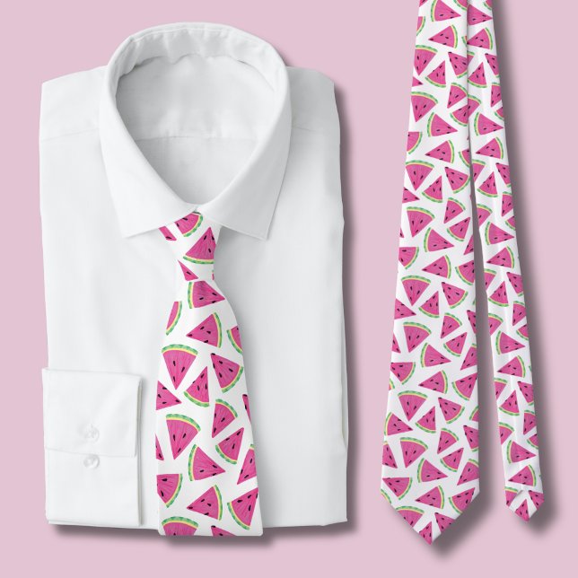 Pink Watermelon Pattern Neck Tie (watermelon Fruit pattern tie)