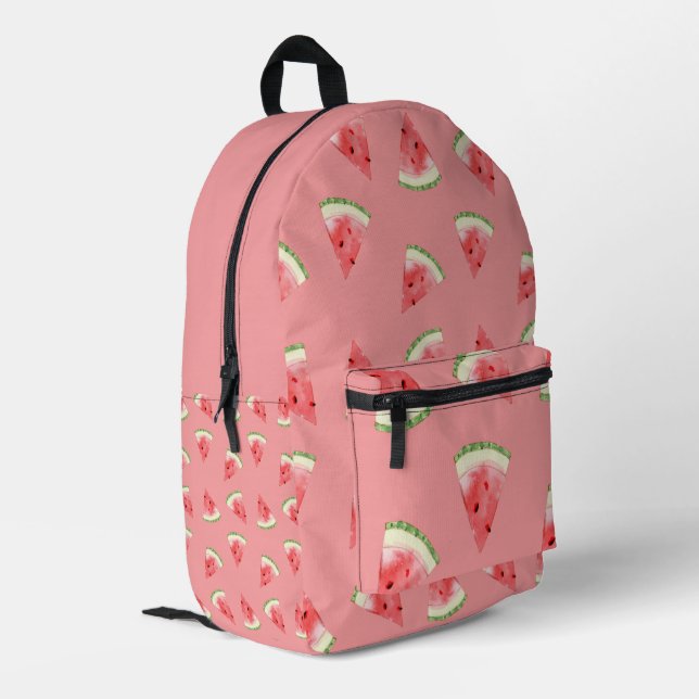 Pink Watermelon Slice Pattern Backpack (Back Corner Left)