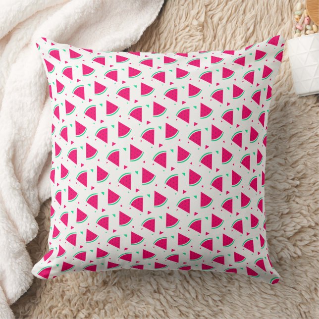 Pink Watermelon Slices Pattern Summer design Throw Pillow (Blanket)