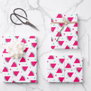 Pink Watermelon Slices Pattern Summer design Wrapping Paper Sheets
