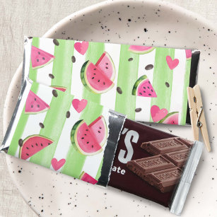 pink watermelon, summer fruit birthday candy hershey bar favors