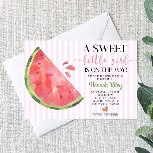 Pink Watermelon Themed Baby Shower Invitation