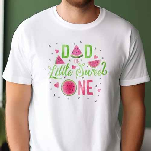 Pink watermelon themed girl 1st birthday Dads T_Shirt
