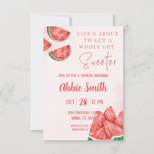 Pink Watermelon Themed Shower Invitation