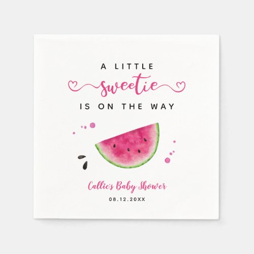 Pink Watermelon Watercolor Fruit Baby Shower Napkins