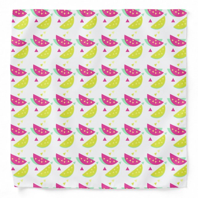 Pink Watermelon Yellow Melons Geometric Bandana (Front)