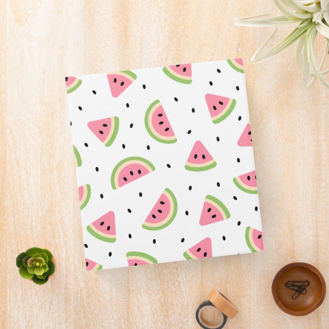 Pink Watermelons, Watermelon Seeds, Summer Pattern 3 Ring Binder (In Situ)