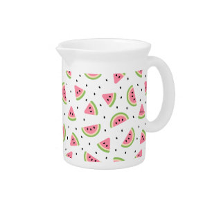 Pink Watermelons, Watermelon Seeds, Summer Pattern Beverage Pitcher