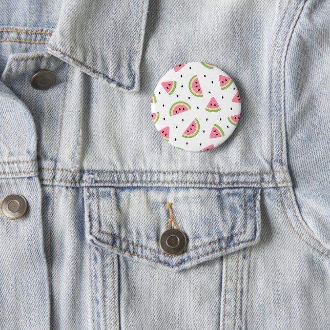 Pink Watermelons, Watermelon Seeds, Summer Pattern Button (In Situ)