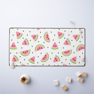 Pink Watermelons, Watermelon Seeds, Summer Pattern Desk Mat