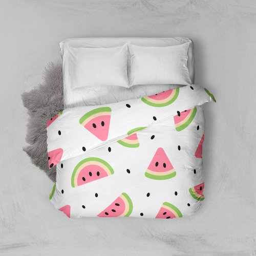 Pink Watermelons Watermelon Seeds Summer Pattern Duvet Cover