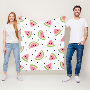 Pink Watermelons, Watermelon Seeds, Summer Pattern Fleece Blanket