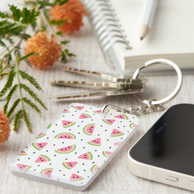 Pink Watermelons, Watermelon Seeds, Summer Pattern Keychain (Front Right)