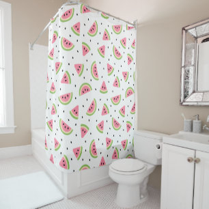 Pink Watermelons, Watermelon Seeds, Summer Pattern Shower Curtain