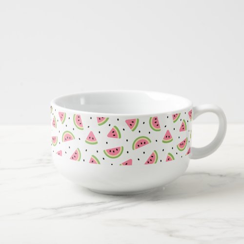 Pink Watermelons Watermelon Seeds Summer Pattern Soup Mug