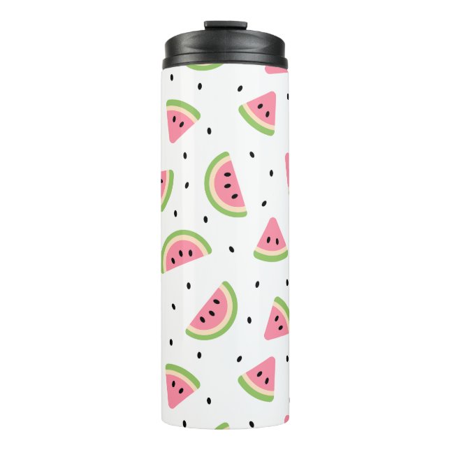 Pink Watermelons, Watermelon Seeds, Summer Pattern Thermal Tumbler (Front)