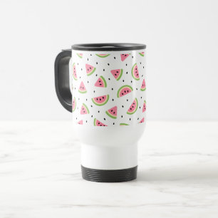 Pink Watermelons, Watermelon Seeds, Summer Pattern Travel Mug