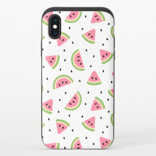 Pink Watermelons, Watermelon Seeds, Summer Pattern iPhone X Slider Case