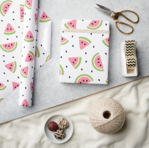 Pink Watermelons, Watermelon Seeds, Summer Pattern Wrapping Paper