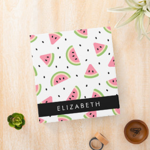 Pink Watermelons, Watermelon Seeds, Your Name 3 Ring Binder