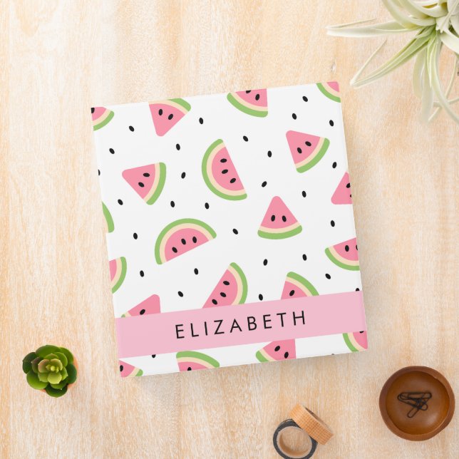 Pink Watermelons, Watermelon Seeds, Your Name 3 Ring Binder (In Situ)