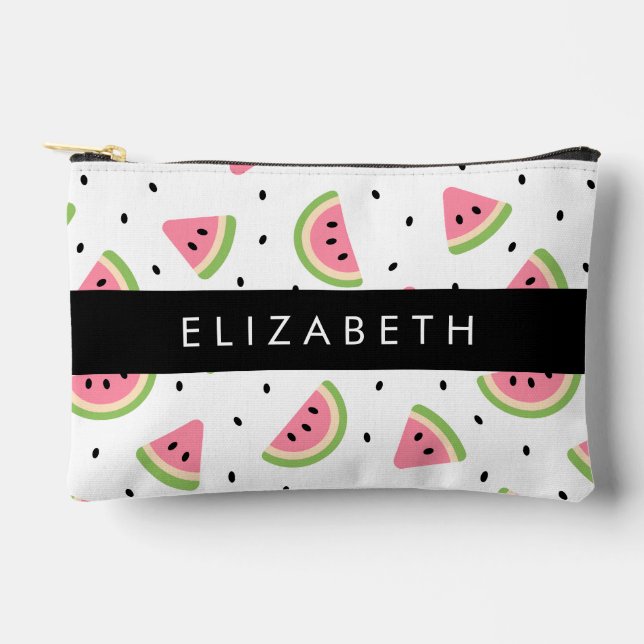 Pink Watermelons, Watermelon Seeds, Your Name Accessory Pouch (Front)