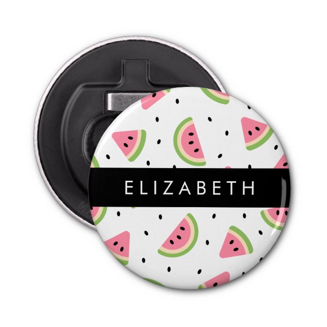 Pink Watermelons, Watermelon Seeds, Your Name Bottle Opener (Front)