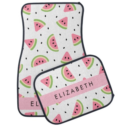 Pink Watermelons Watermelon Seeds Your Name Car Floor Mat