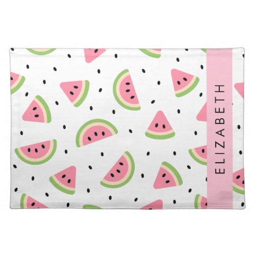 Pink Watermelons Watermelon Seeds Your Name Cloth Placemat