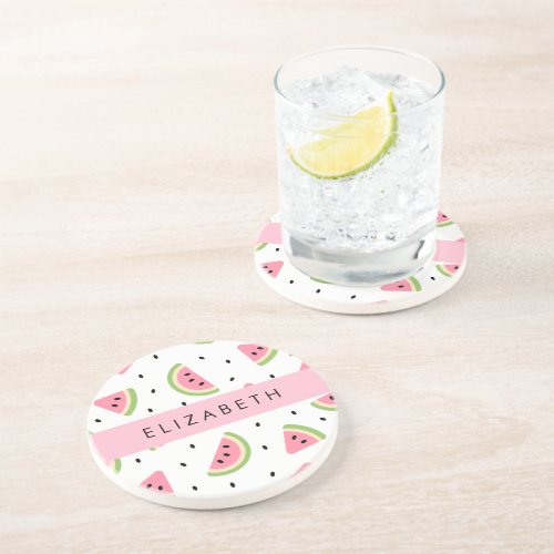 Pink Watermelons Watermelon Seeds Your Name Coaster