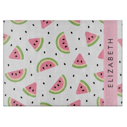 Pink Watermelons Watermelon Seeds Your Name Cutting Board