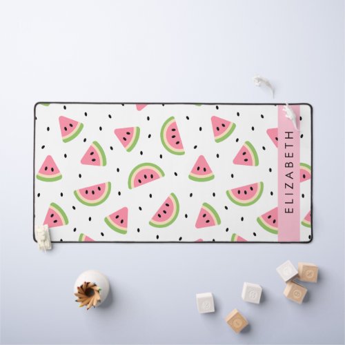 Pink Watermelons Watermelon Seeds Your Name Desk Mat